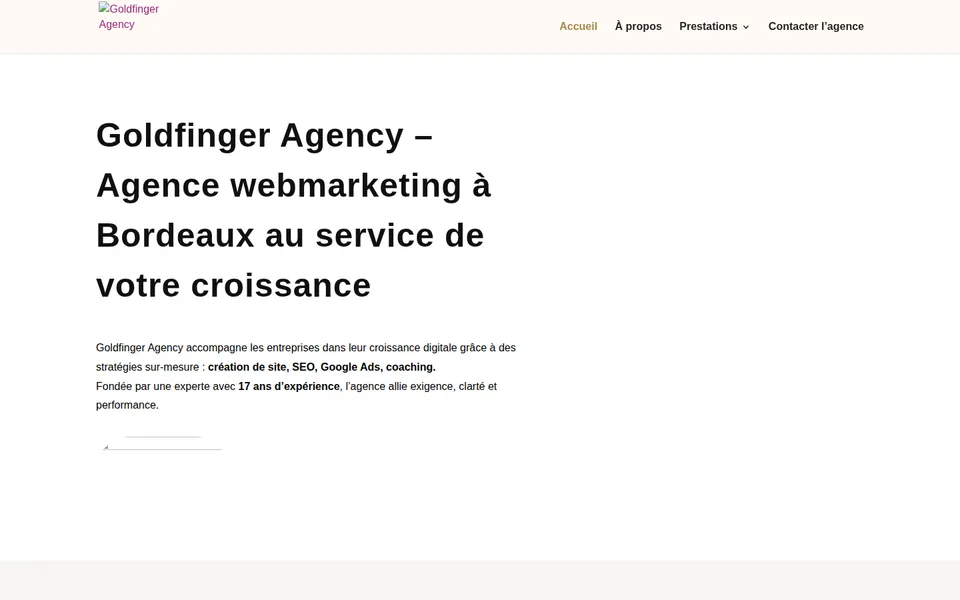 Aperçu du site Goldfinger Agency